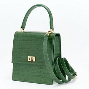 Neely & Chloe The Mini Lady Leather Top Handle Bag w/Crossbody Strap - Pine